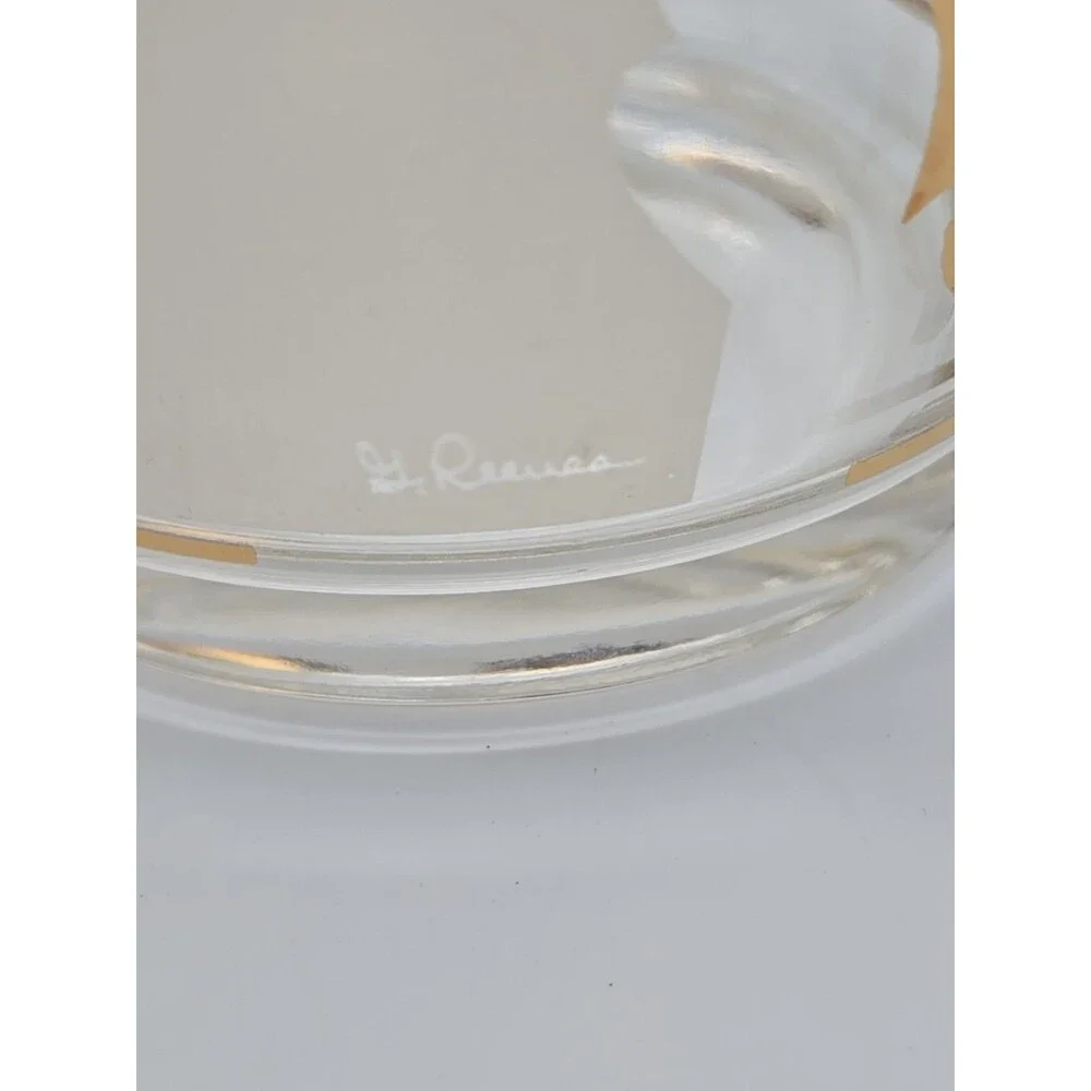 MCM G Reeves Ice Bucket Gold Leaves Foliage Frosted Glass